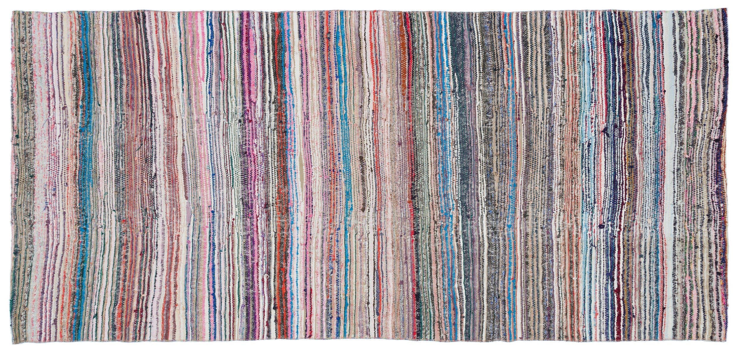 Girit Beige Striped Wool Handmade Area Rug 4'11" x 8'11"