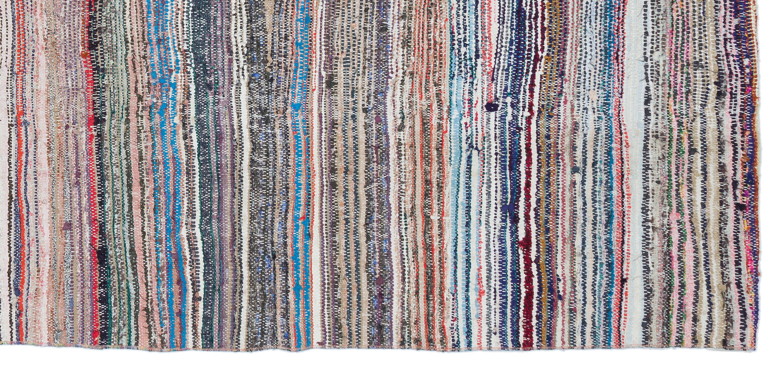 Girit Beige Striped Wool Handmade Area Rug 4'11" x 8'11"