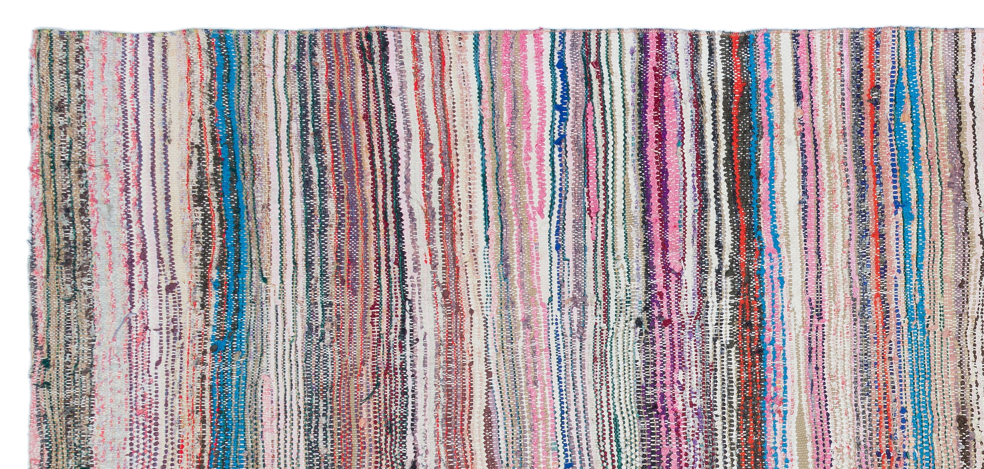 Girit Beige Striped Wool Handmade Area Rug 4'11" x 8'11"