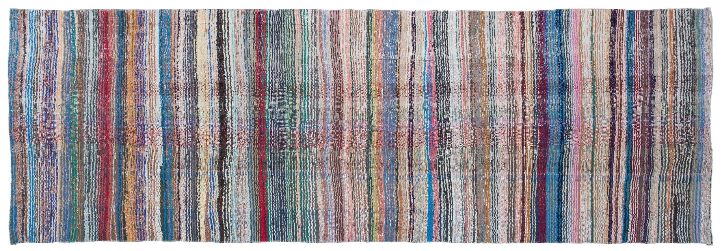 Girit Beige Striped Wool Handmade Area Rug 4'1" x 12'0"