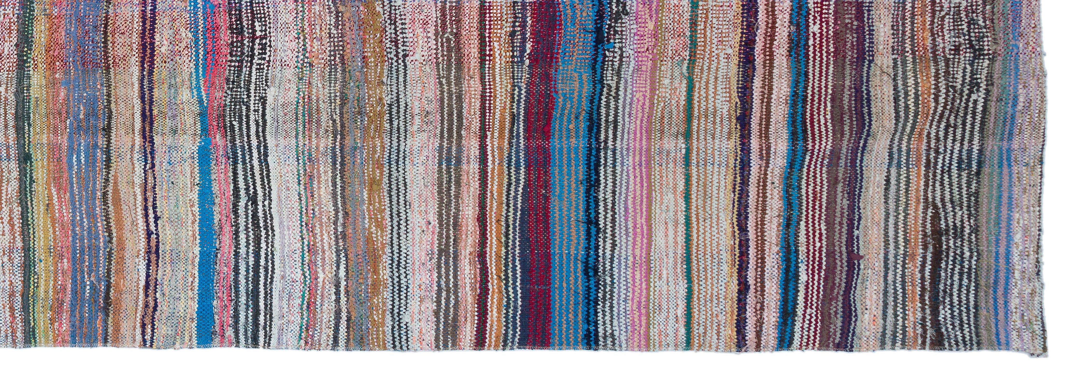 Girit Beige Striped Wool Handmade Area Rug 4'1" x 12'0"