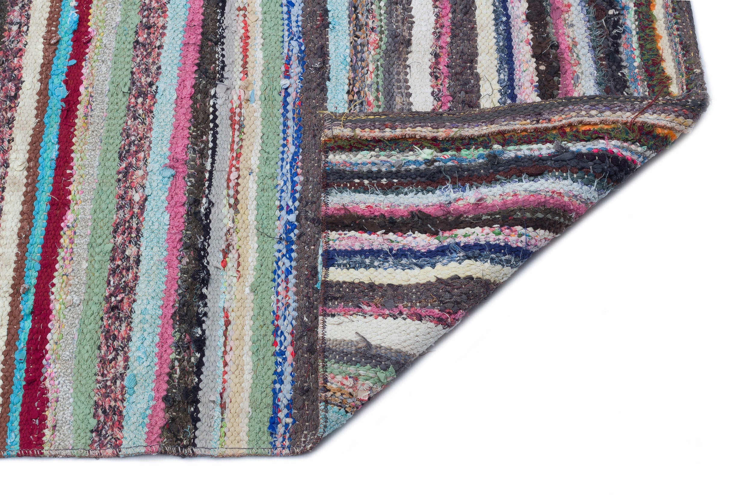 Girit Beige Striped Wool Handmade Area Rug 4'8" x 11'2"
