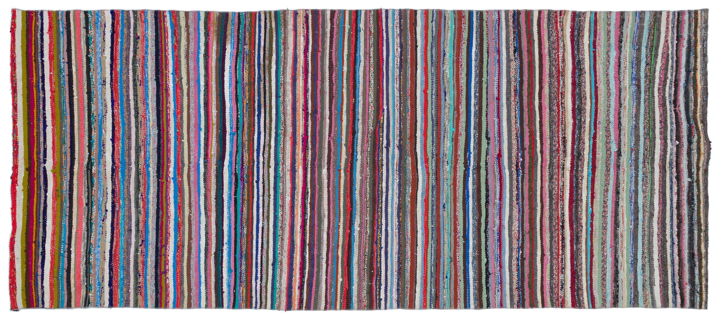 Girit Beige Striped Wool Handmade Area Rug 4'8" x 11'2"