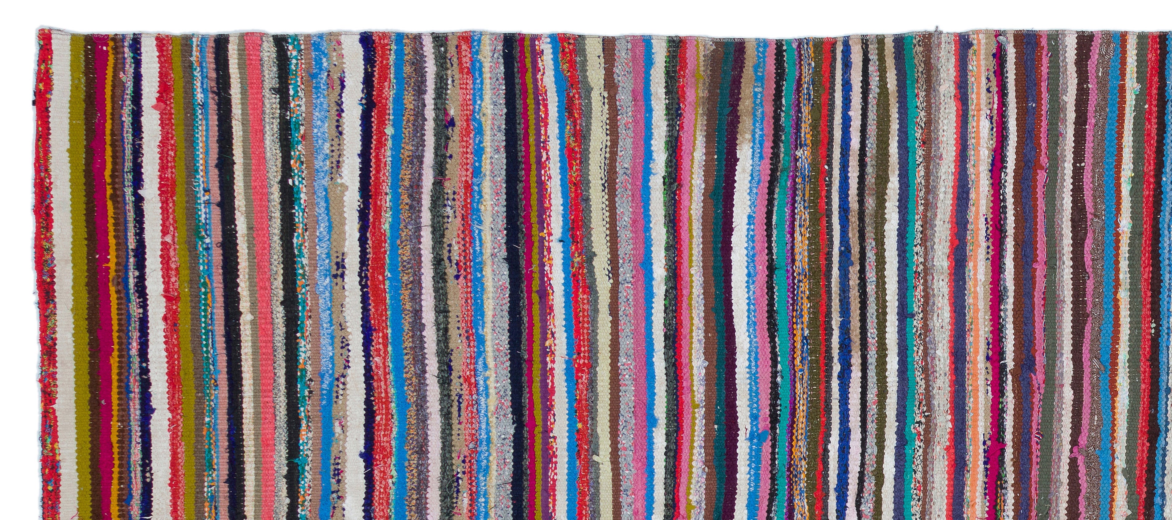 Girit Beige Striped Wool Handmade Area Rug 4'8" x 11'2"