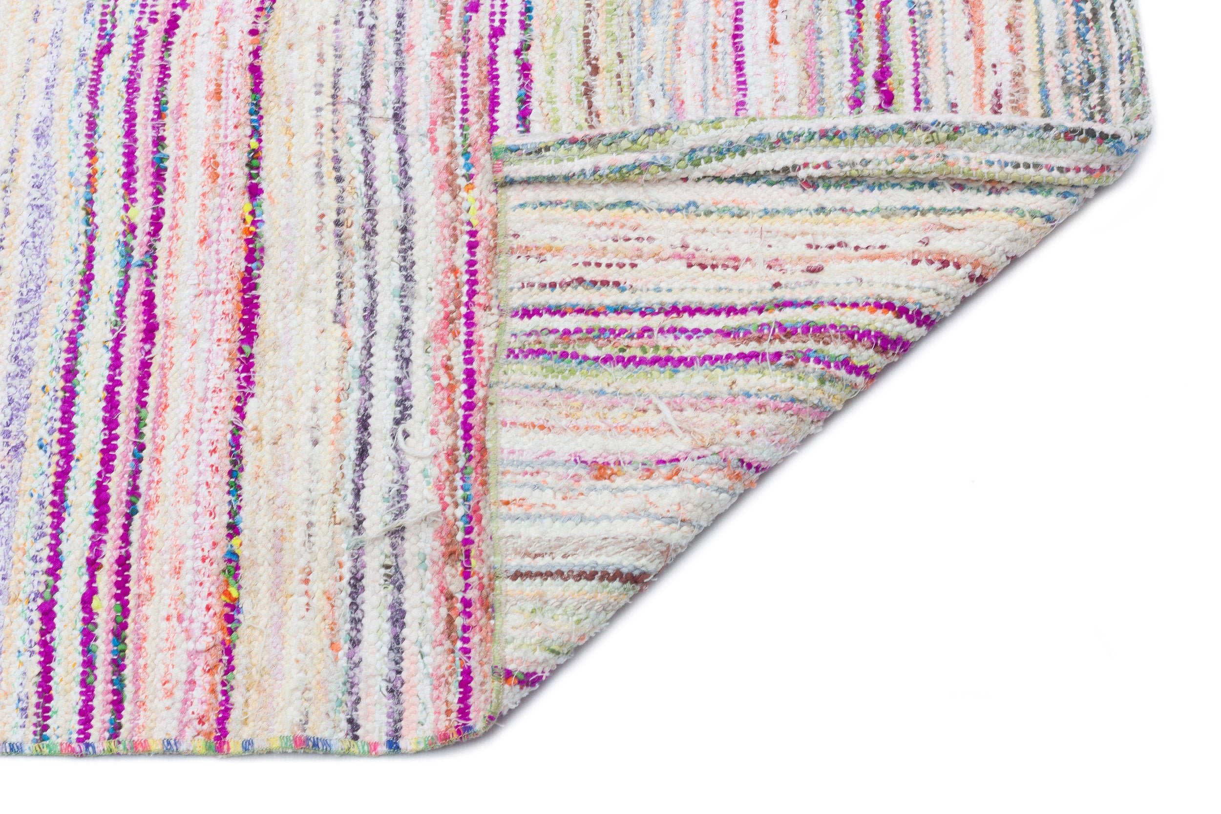 Girit 32159 Beige Striped Wool Handmade Area Rug 4'11" x 9'10"
