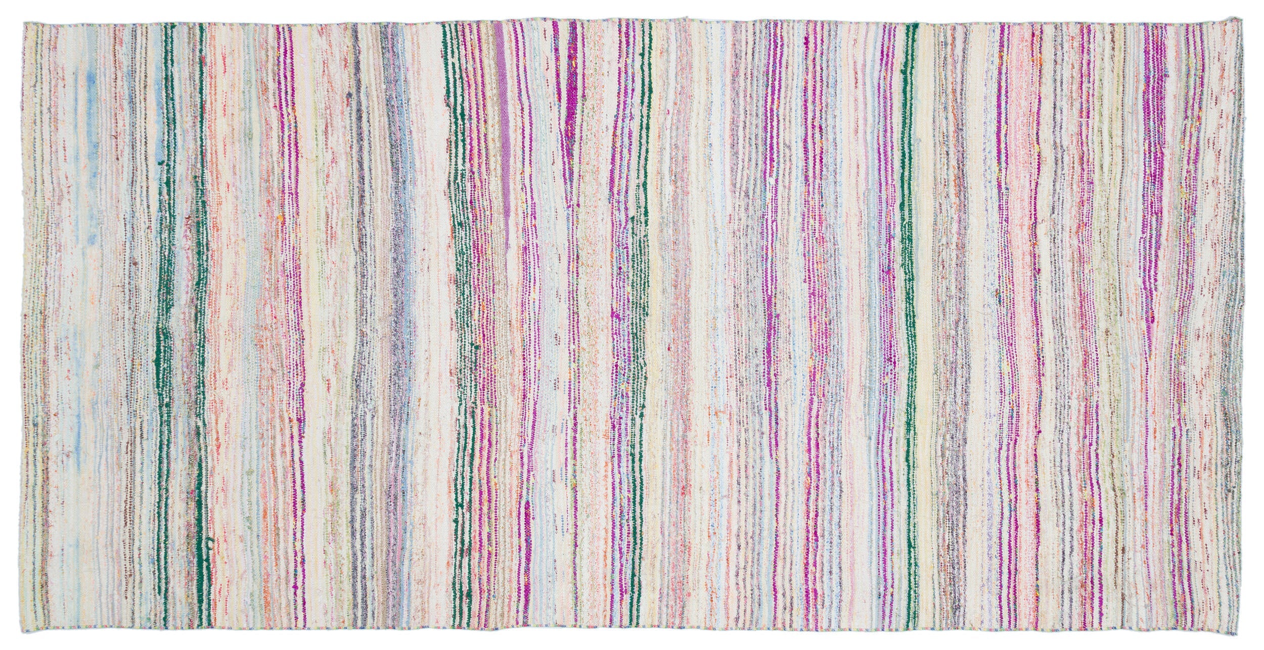 Girit 32159 Beige Striped Wool Handmade Area Rug 4'11" x 9'10"