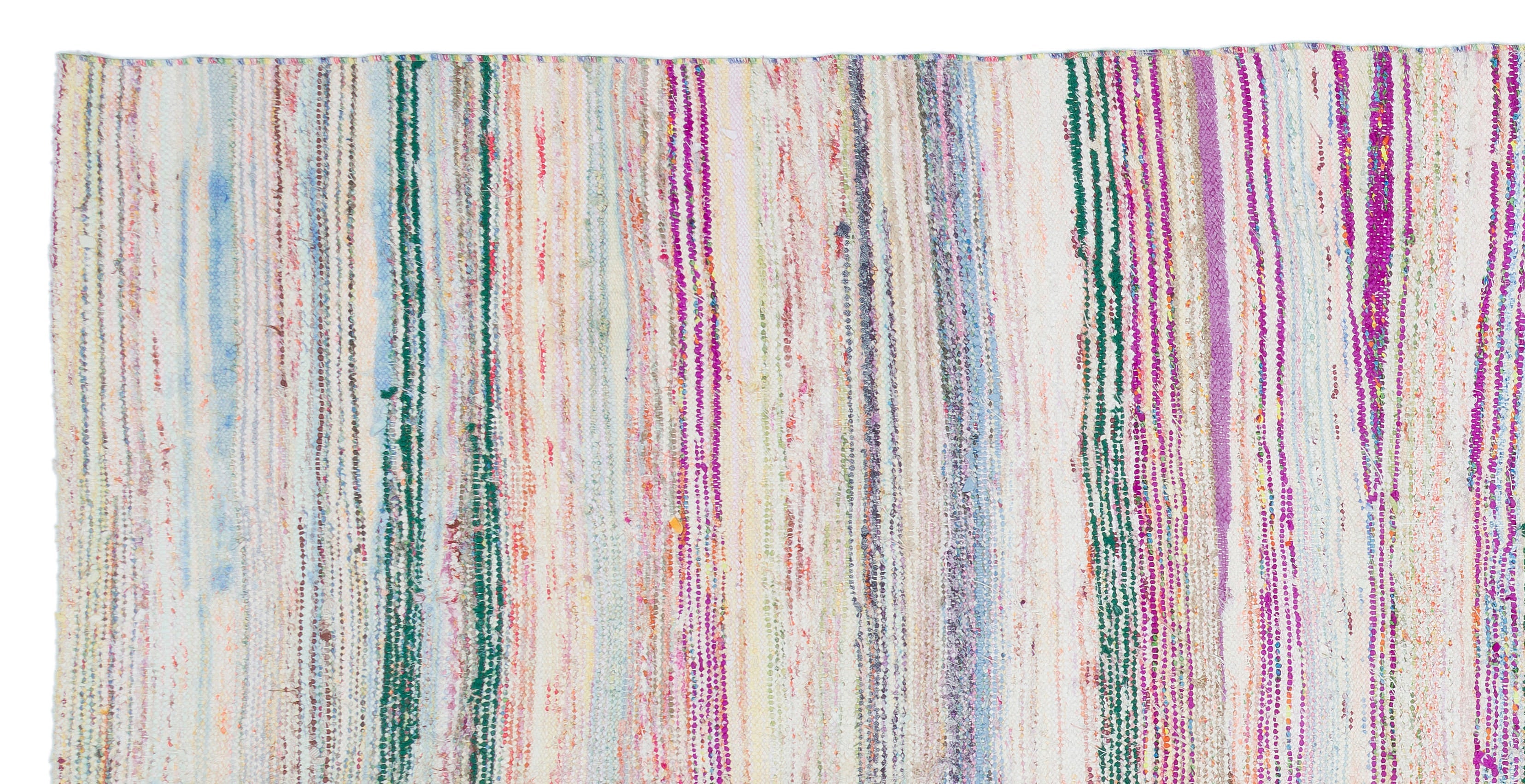 Girit 32159 Beige Striped Wool Handmade Area Rug 4'11" x 9'10"