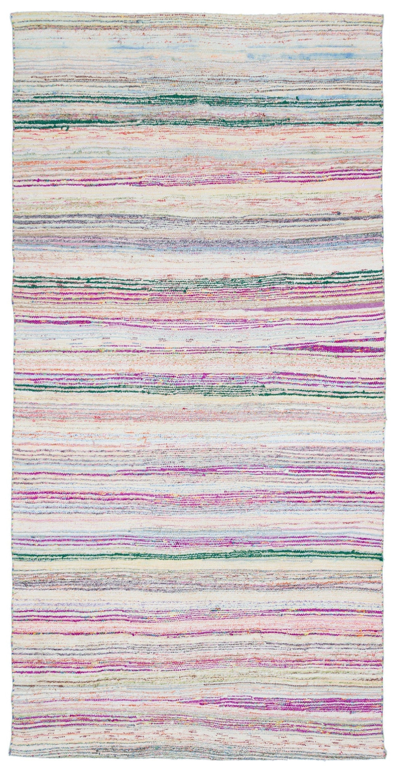 Girit 32159 Beige Striped Wool Handmade Area Rug 4'11" x 9'10"