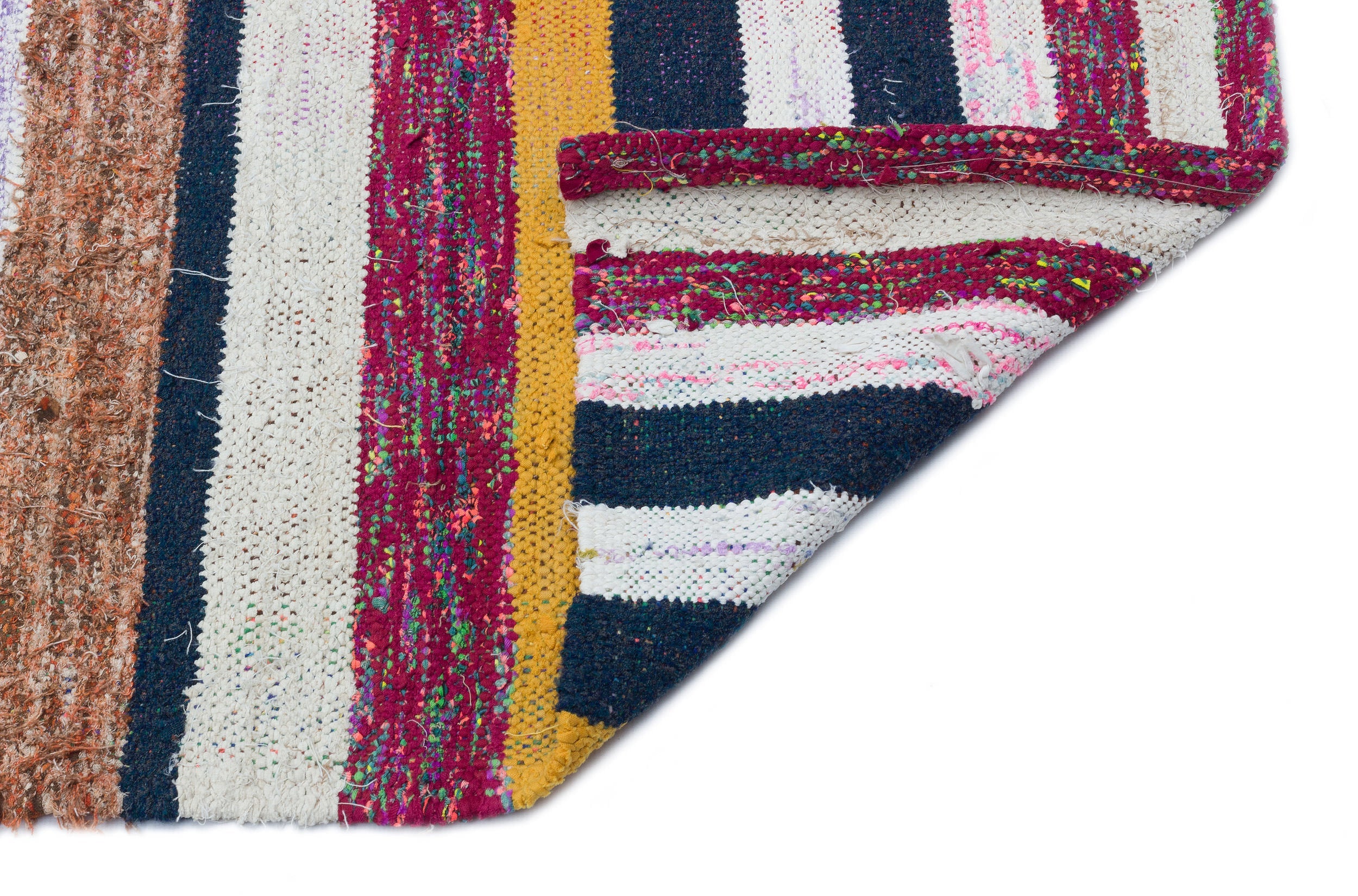 Girit Beige Striped Wool Handmade Area Rug 4'3" x 11'5"