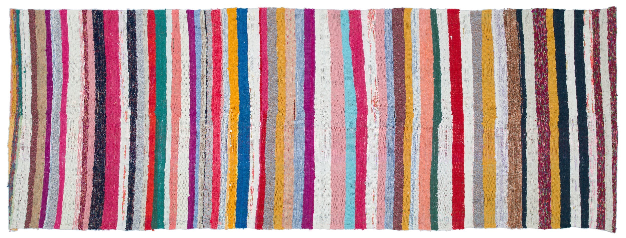 Girit Beige Striped Wool Handmade Area Rug 4'3" x 11'5"