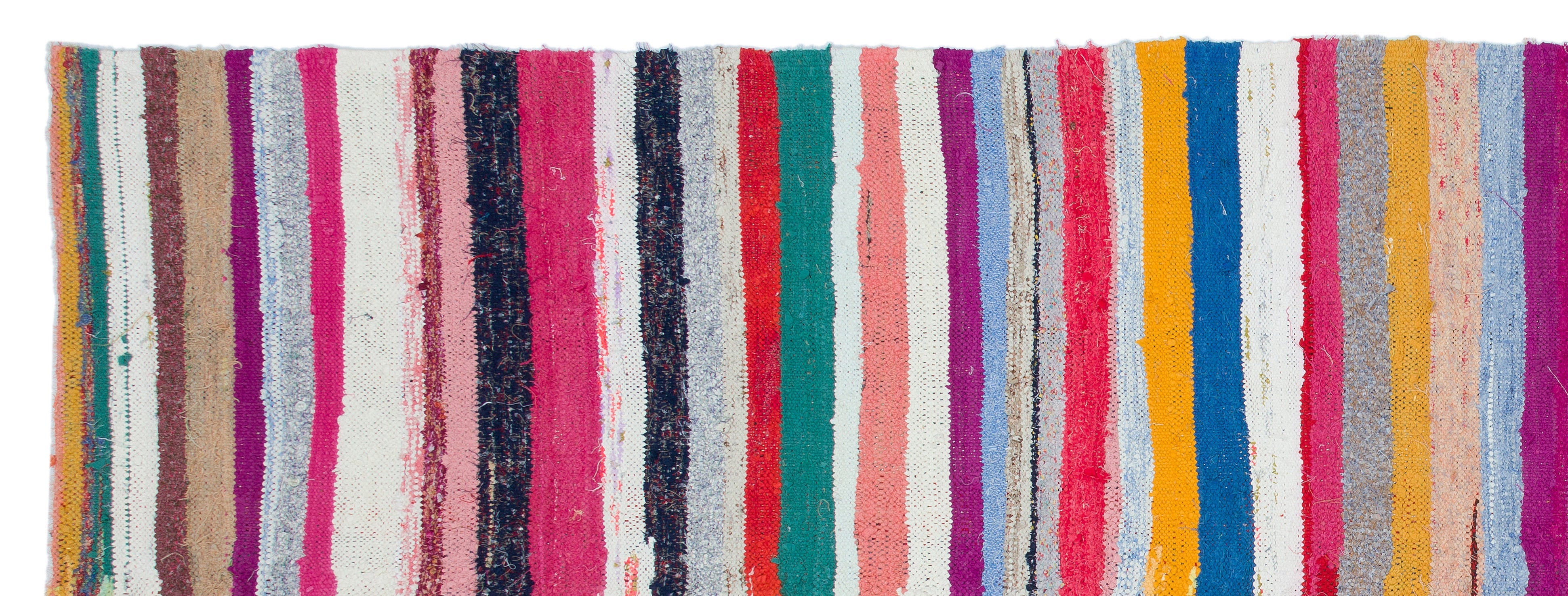 Girit Beige Striped Wool Handmade Area Rug 4'3" x 11'5"