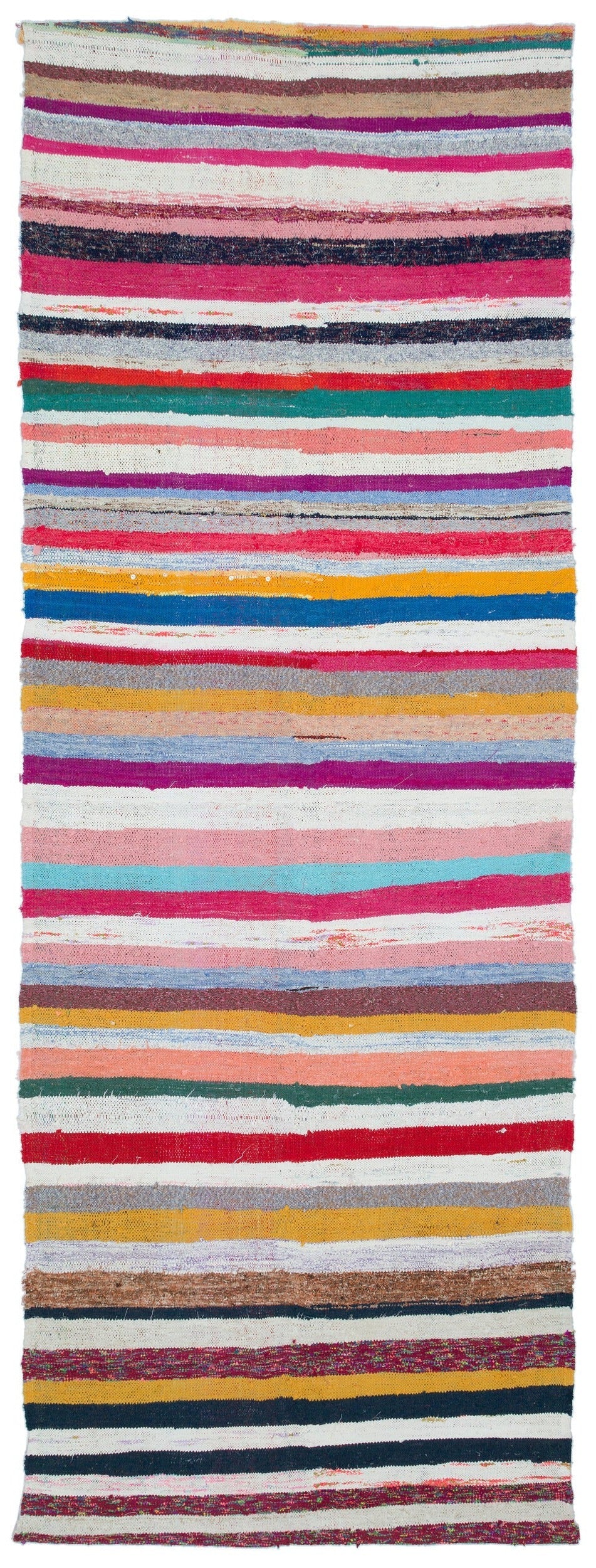 Girit Beige Striped Wool Handmade Area Rug 4'3" x 11'5"