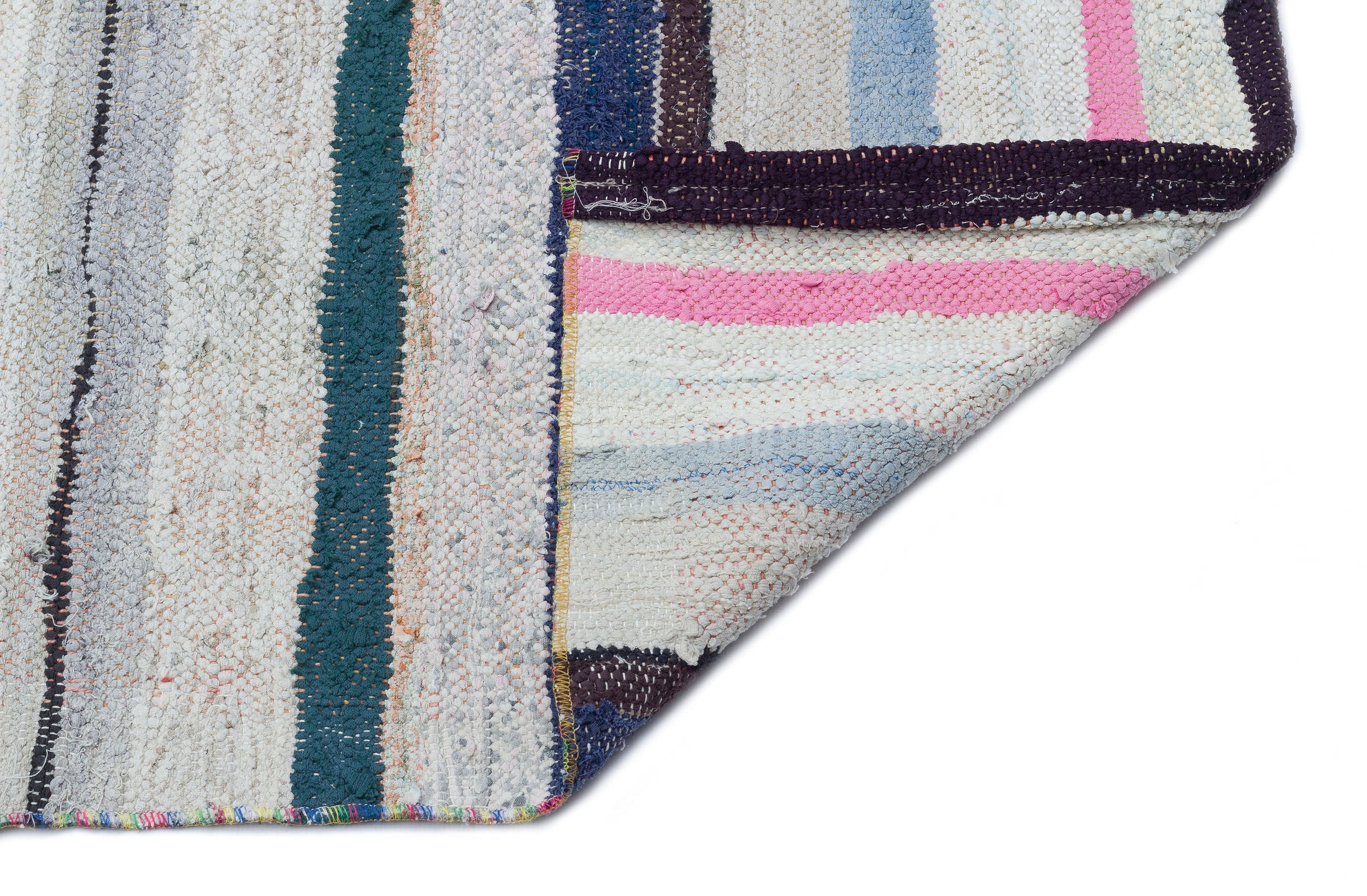 Girit Beige Striped Wool Handmade Area Rug 5'3" x 11'8"