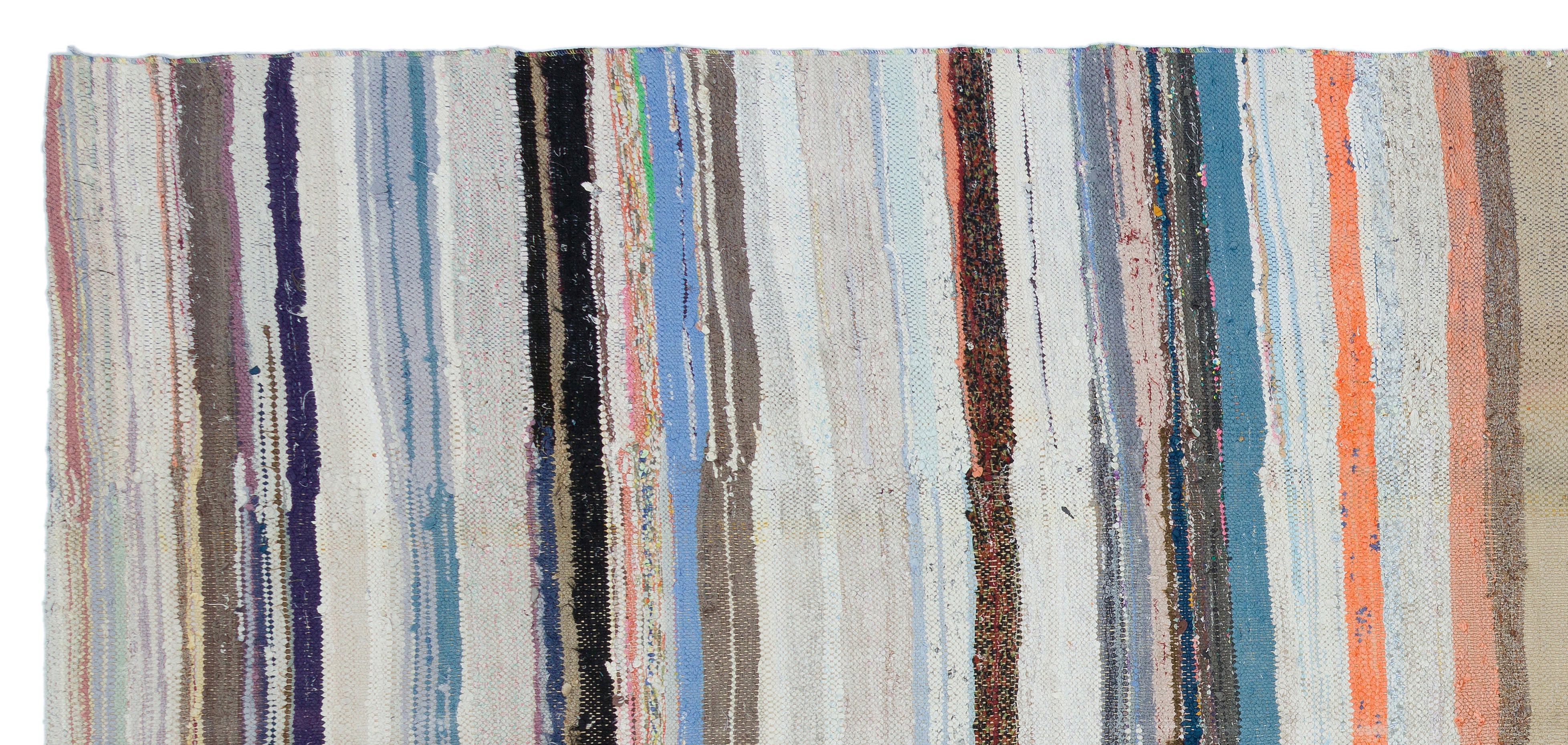 Girit Beige Striped Wool Handmade Area Rug 5'3" x 11'8"