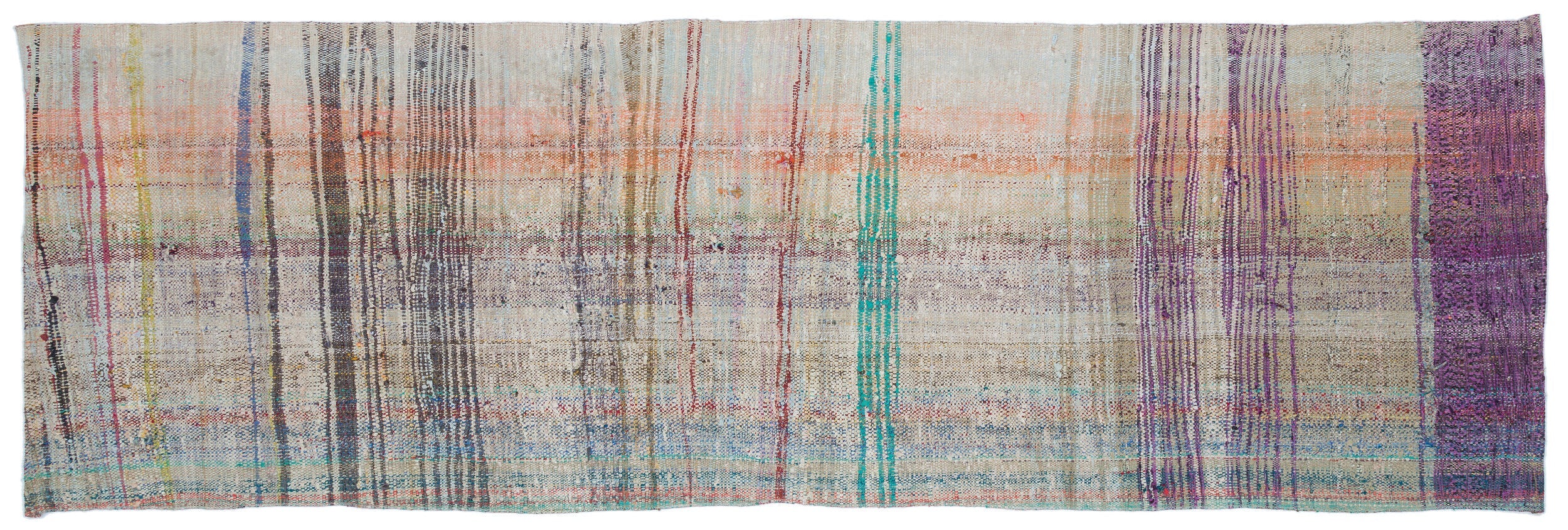 Girit 32164 Beige Striped Wool Handmade Area Rug 3'2" x 9'10"