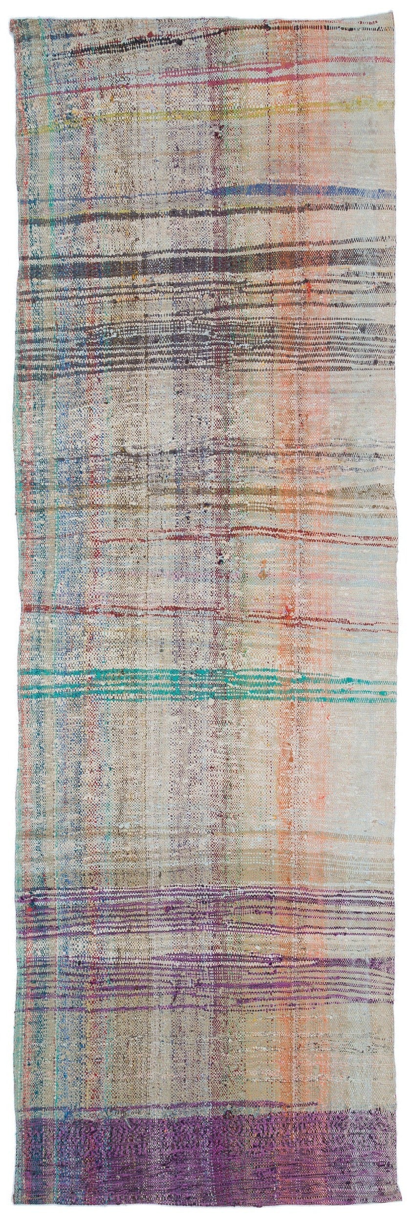 Girit 32164 Beige Striped Wool Handmade Area Rug 3'2" x 9'10"