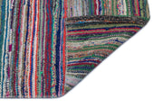 Girit Beige Striped Wool Handmade Area Rug 5'7" x 7'8"