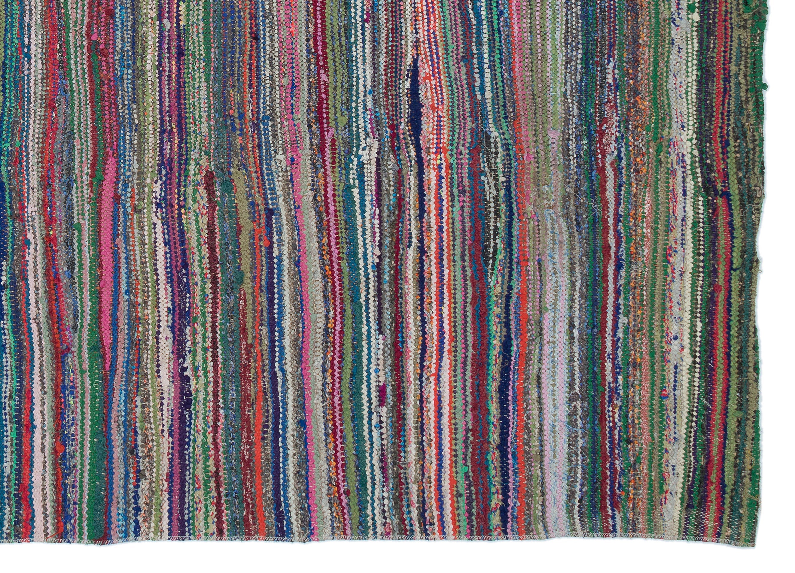 Girit Beige Striped Wool Handmade Area Rug 5'7" x 7'8"