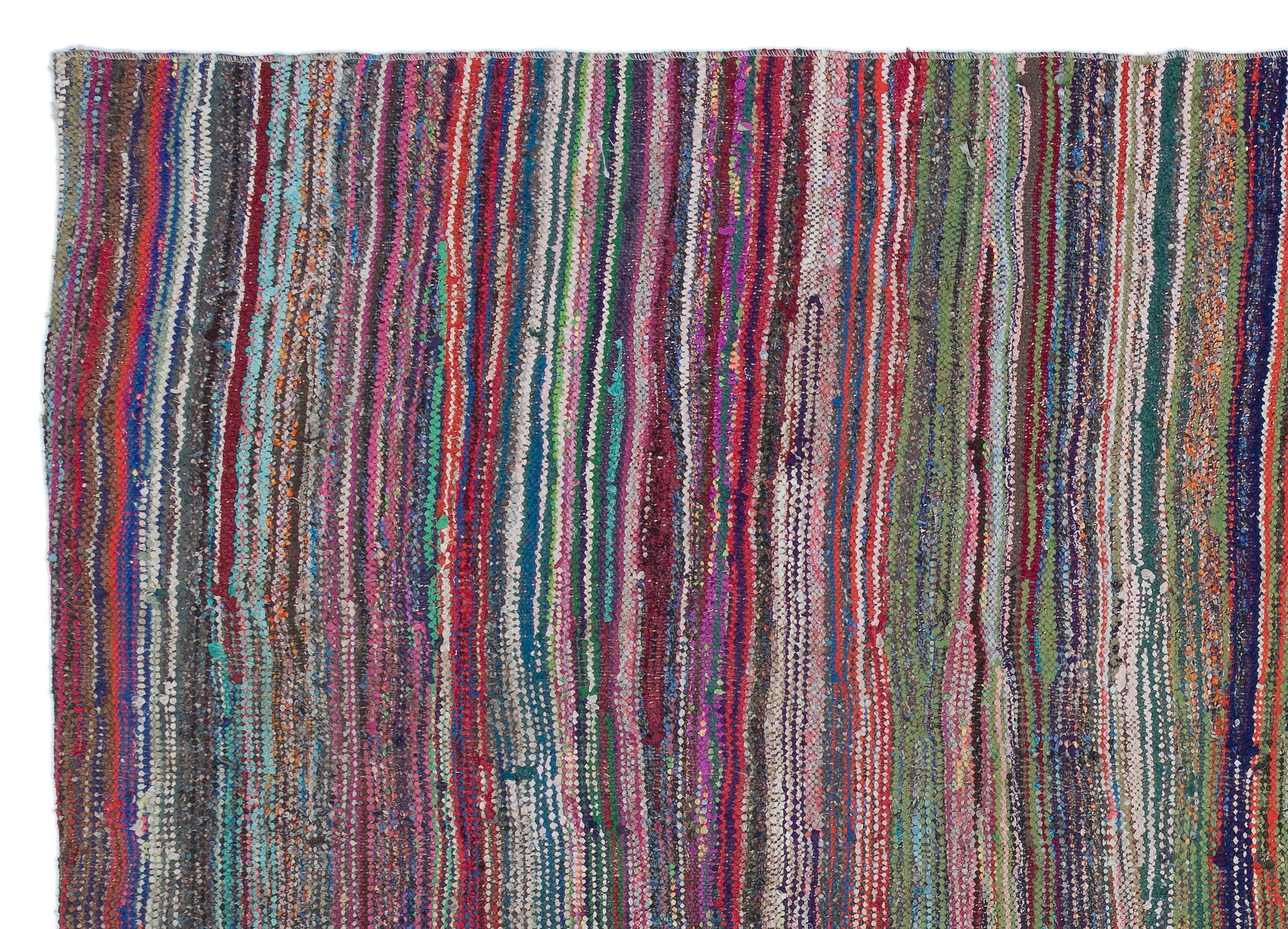 Girit Beige Striped Wool Handmade Area Rug 5'7" x 7'8"