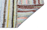 Girit Beige Striped Wool Handmade Area Rug 6'0" x 7'9"