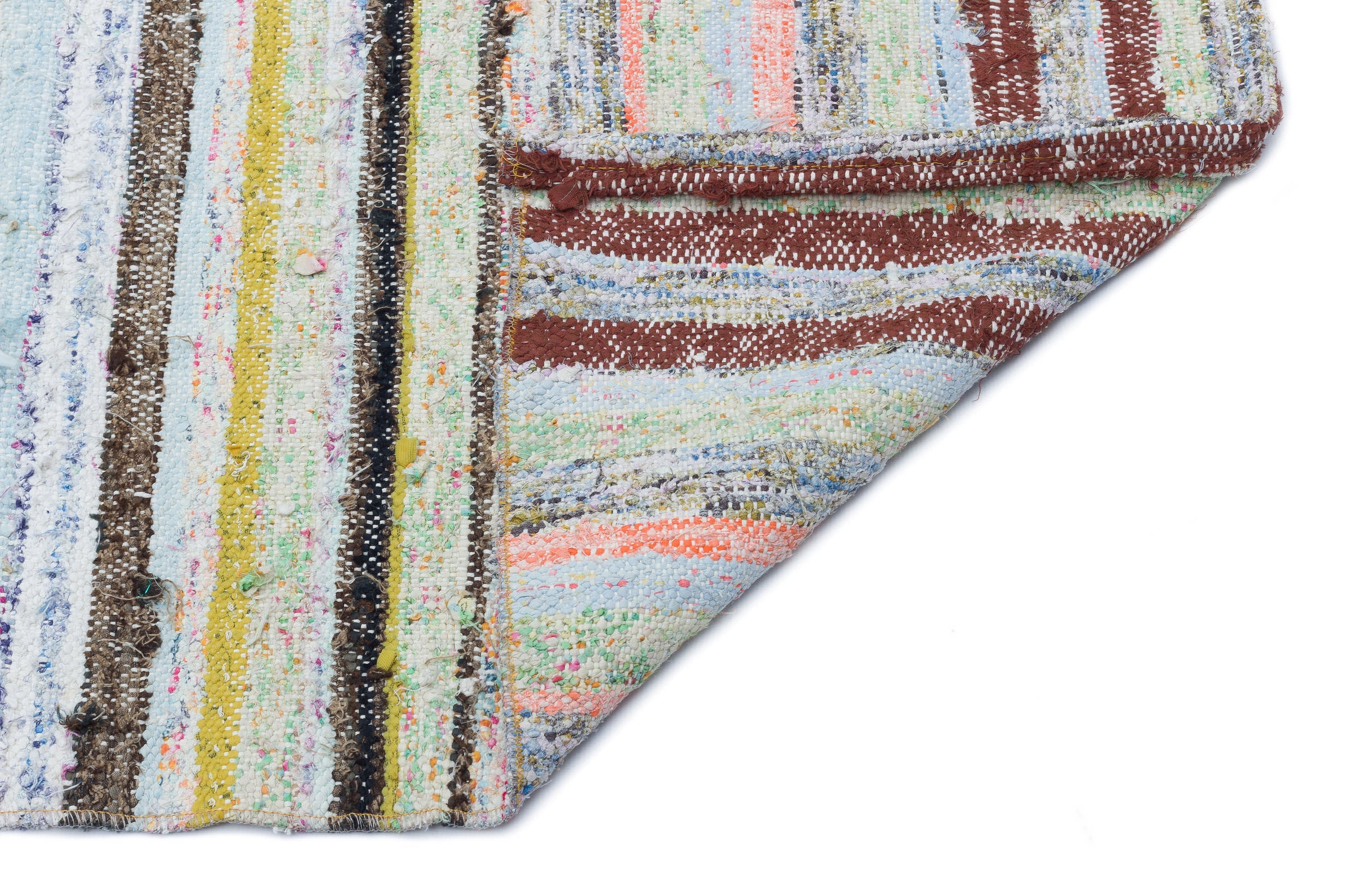 Girit Beige Striped Wool Handmade Area Rug 6'0" x 7'9"