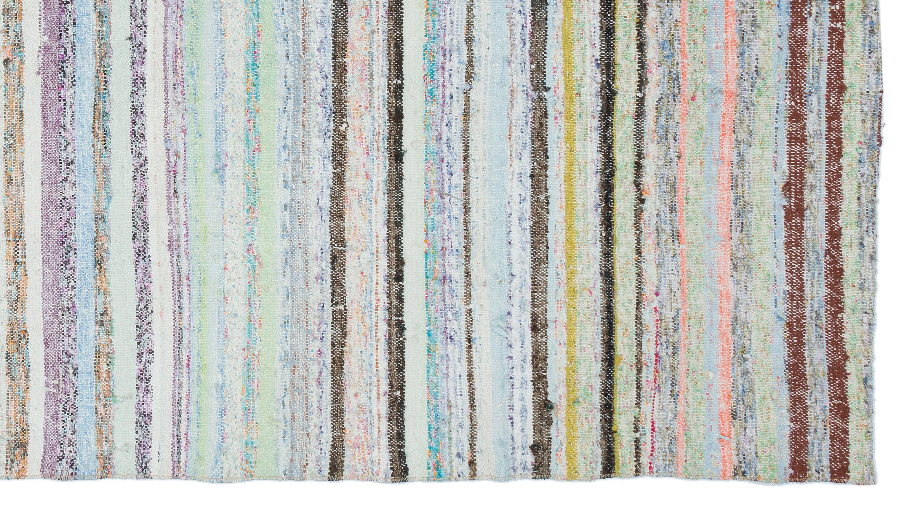 Girit Beige Striped Wool Handmade Area Rug 6'0" x 7'9"