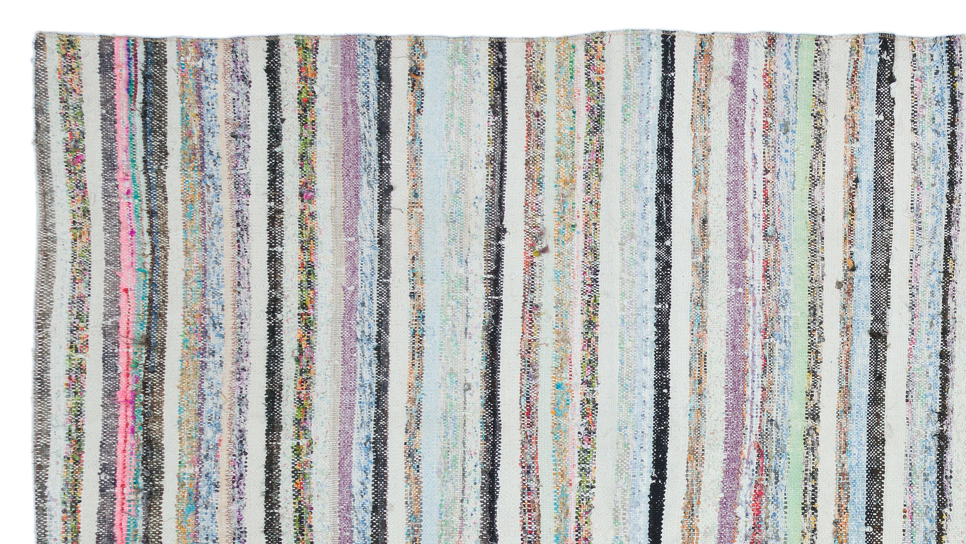 Girit Beige Striped Wool Handmade Area Rug 6'0" x 7'9"
