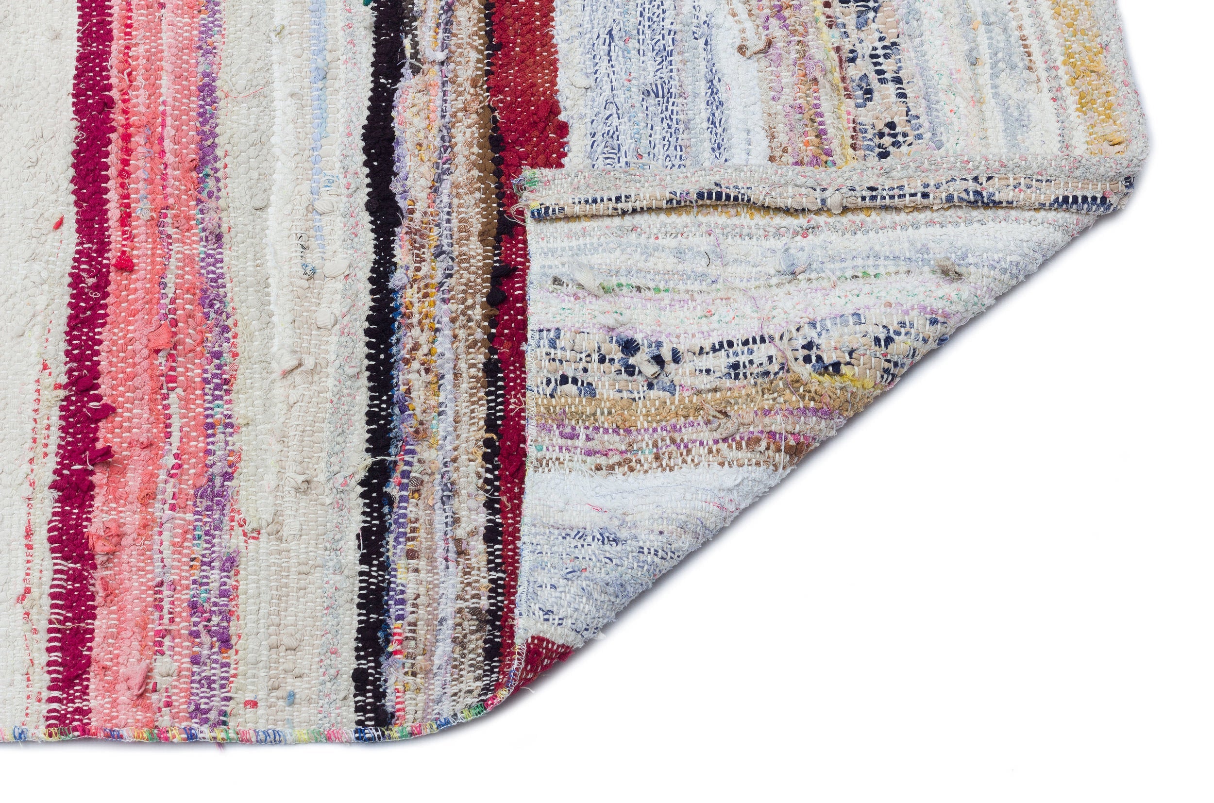Girit 32178 Beige Striped Wool Handmade Area Rug 5'3" x 9'5"