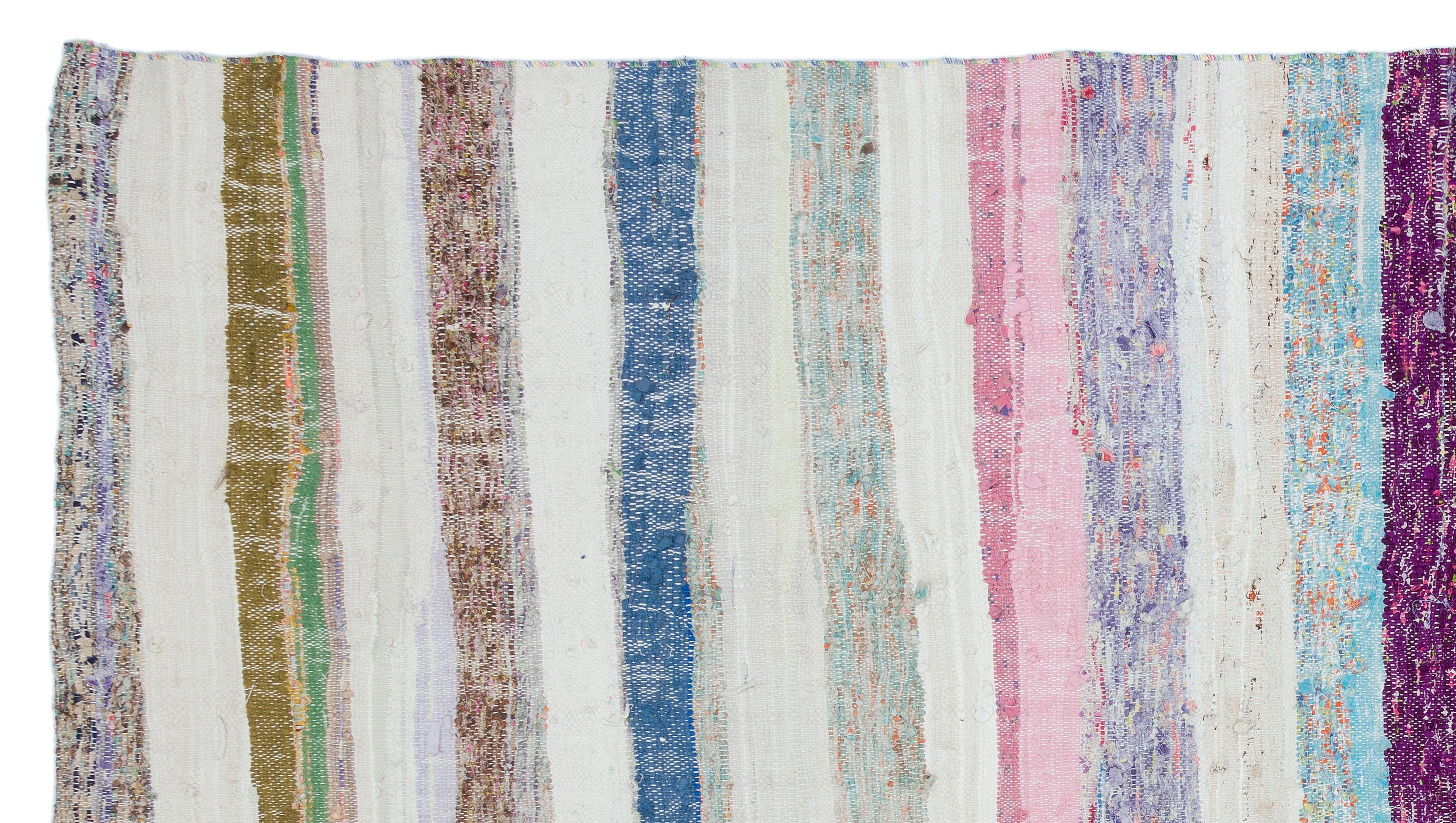 Girit 32178 Beige Striped Wool Handmade Area Rug 5'3" x 9'5"