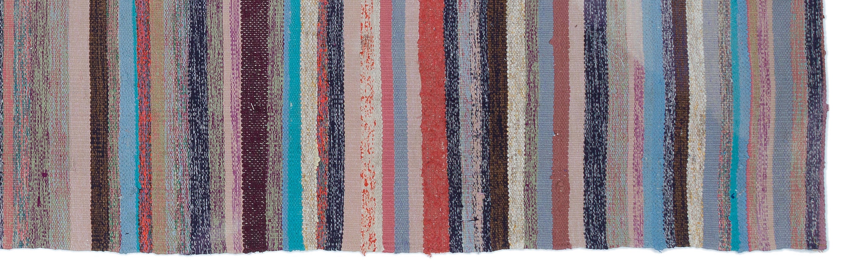 Girit Purple Striped Wool Handmade Area Rug 2'5" x 8'1"
