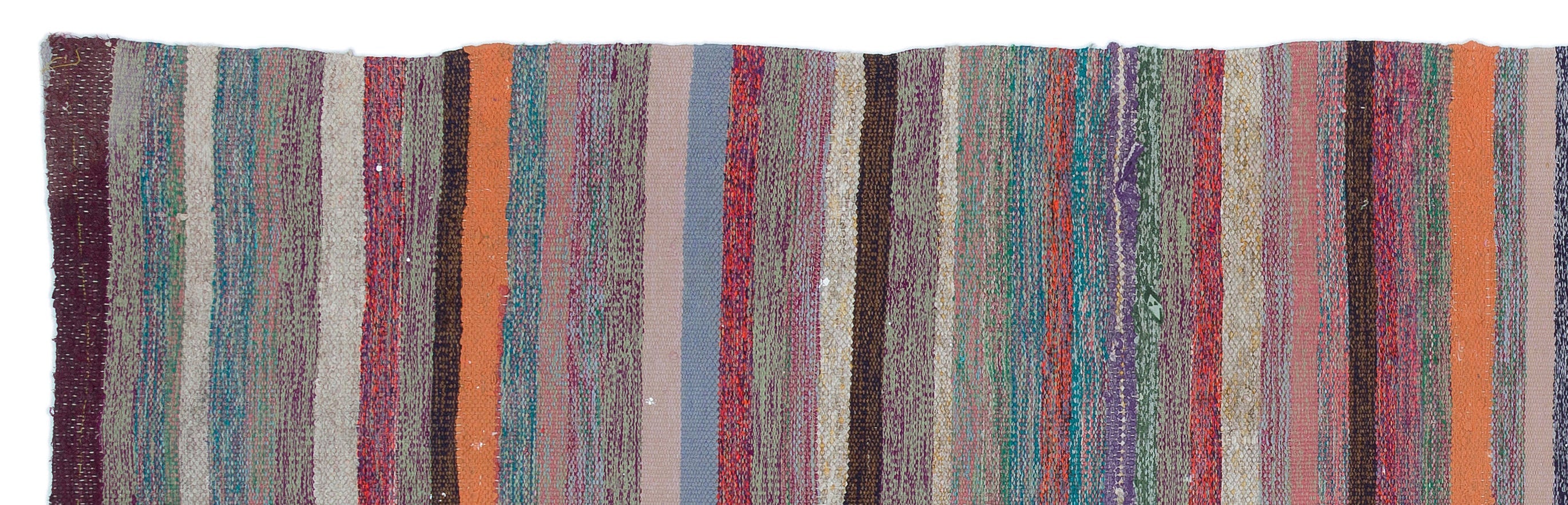 Girit Purple Striped Wool Handmade Area Rug 2'5" x 8'1"