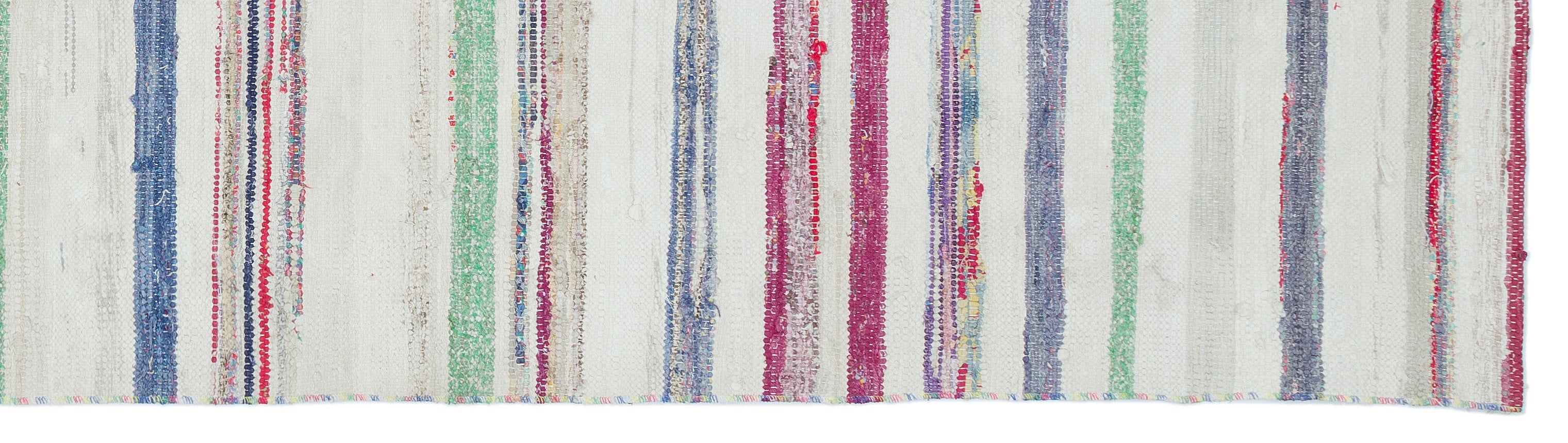 Girit Beige Striped Wool Handmade Area Rug 2'4" x 9'1"