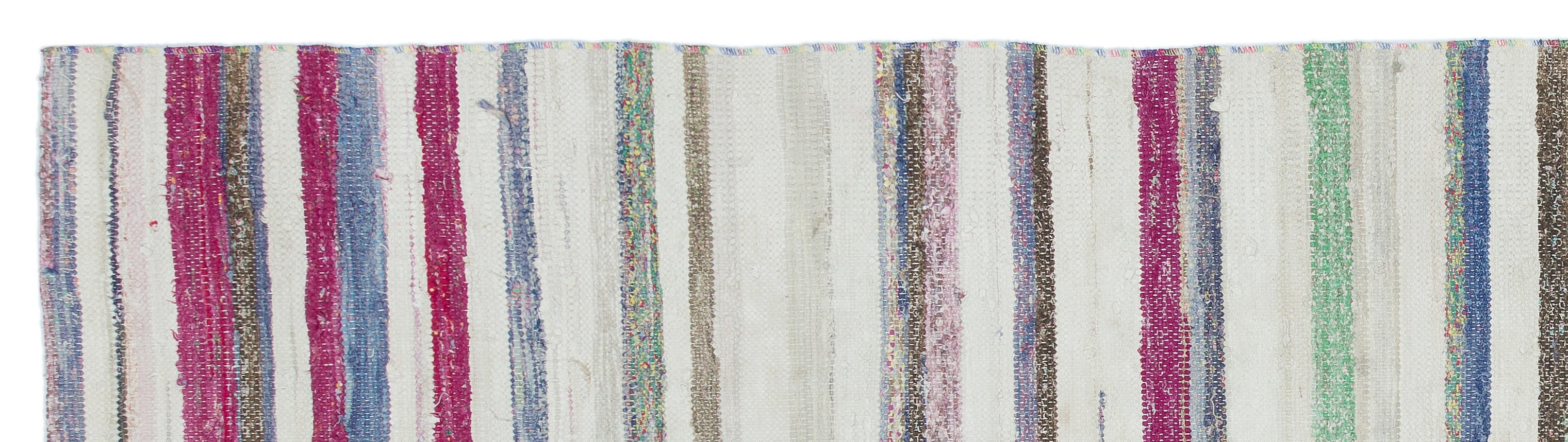 Girit Beige Striped Wool Handmade Area Rug 2'4" x 9'1"