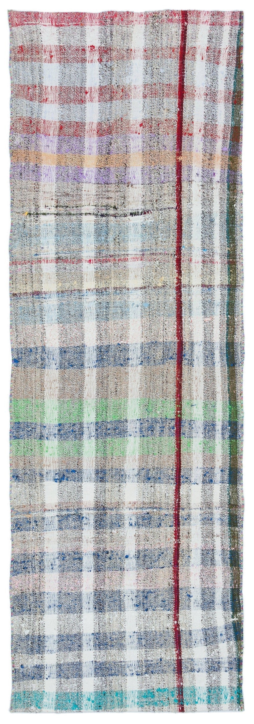 Girit Beige Striped Wool Handmade Area Rug 2'6" x 7'7"
