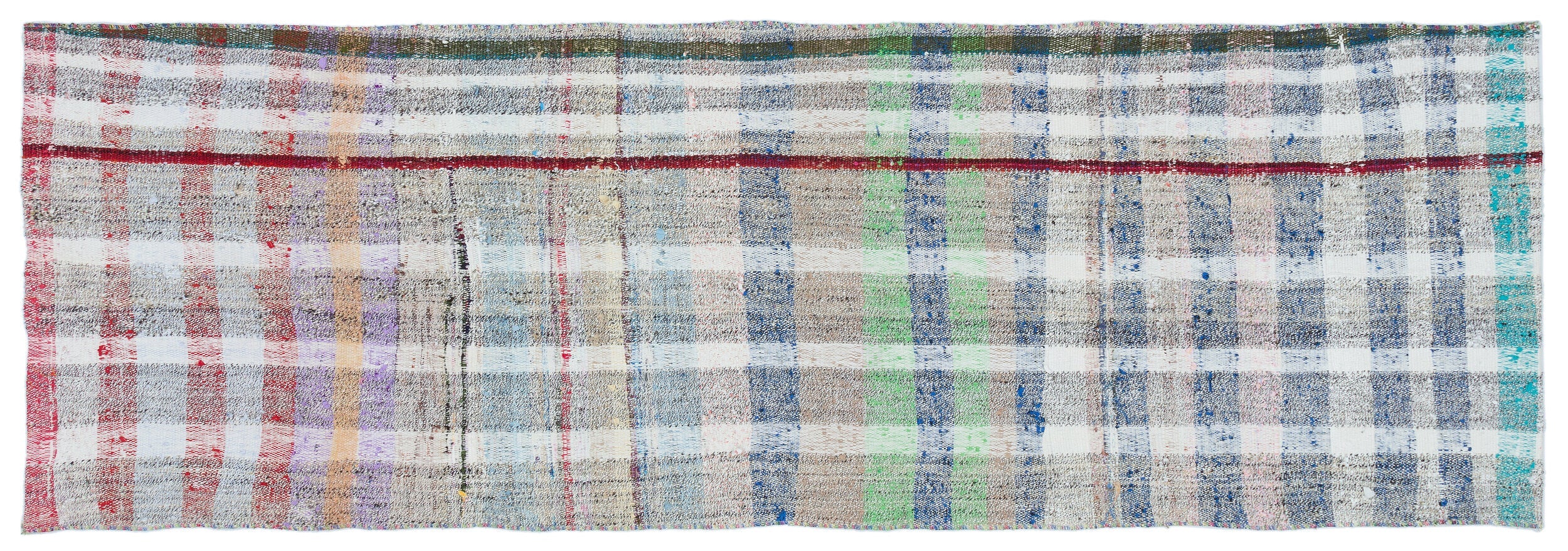 Girit Beige Striped Wool Handmade Area Rug 2'6" x 7'7"