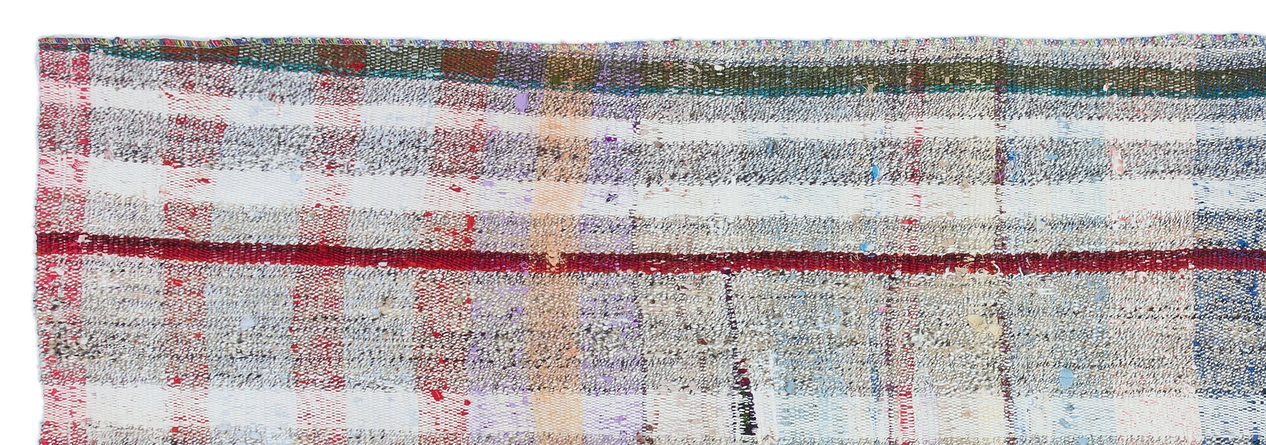 Girit Beige Striped Wool Handmade Area Rug 2'6" x 7'7"