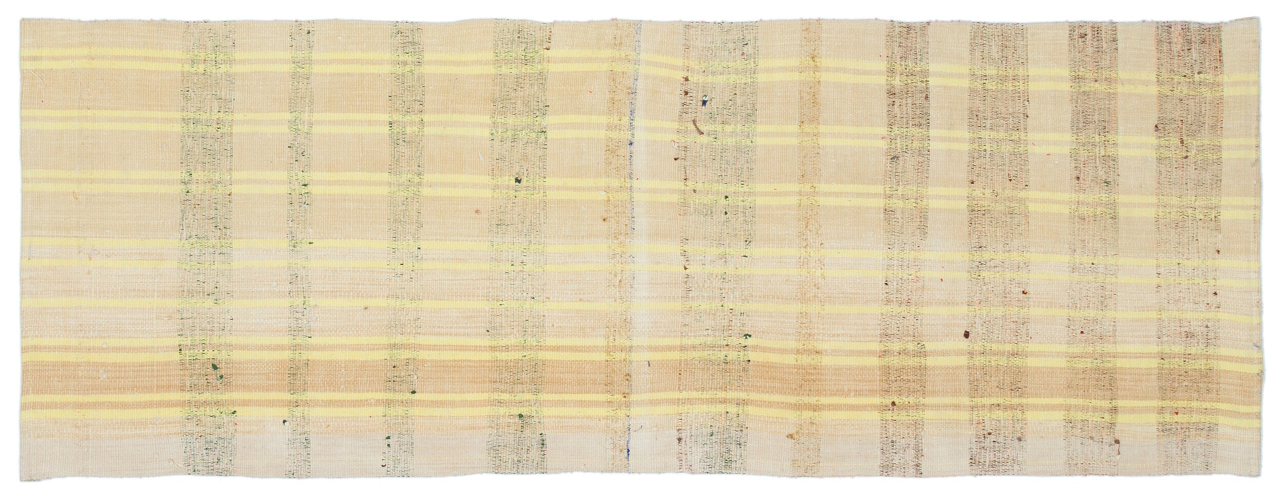Girit Beige Striped Wool Handmade Area Rug 2'8" x 7'3"