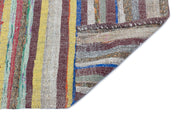 Girit Beige Striped Wool Handmade Area Rug 3'3" x 7'9"