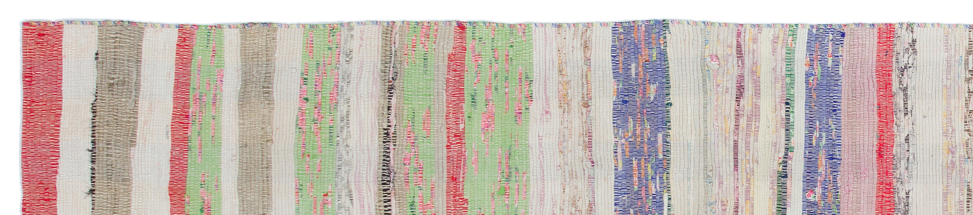 Girit Beige Striped Wool Handmade Area Rug 2'0" x 10'0"