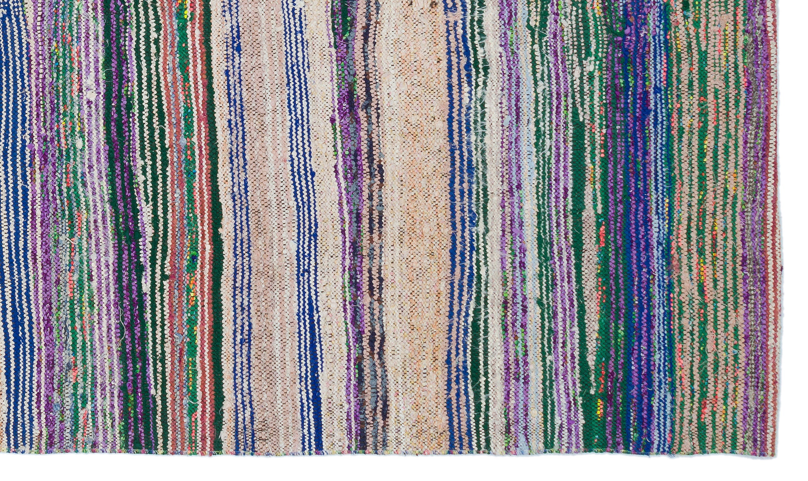Girit Grey Striped Wool Handmade Area Rug 4'7" x 7'11"