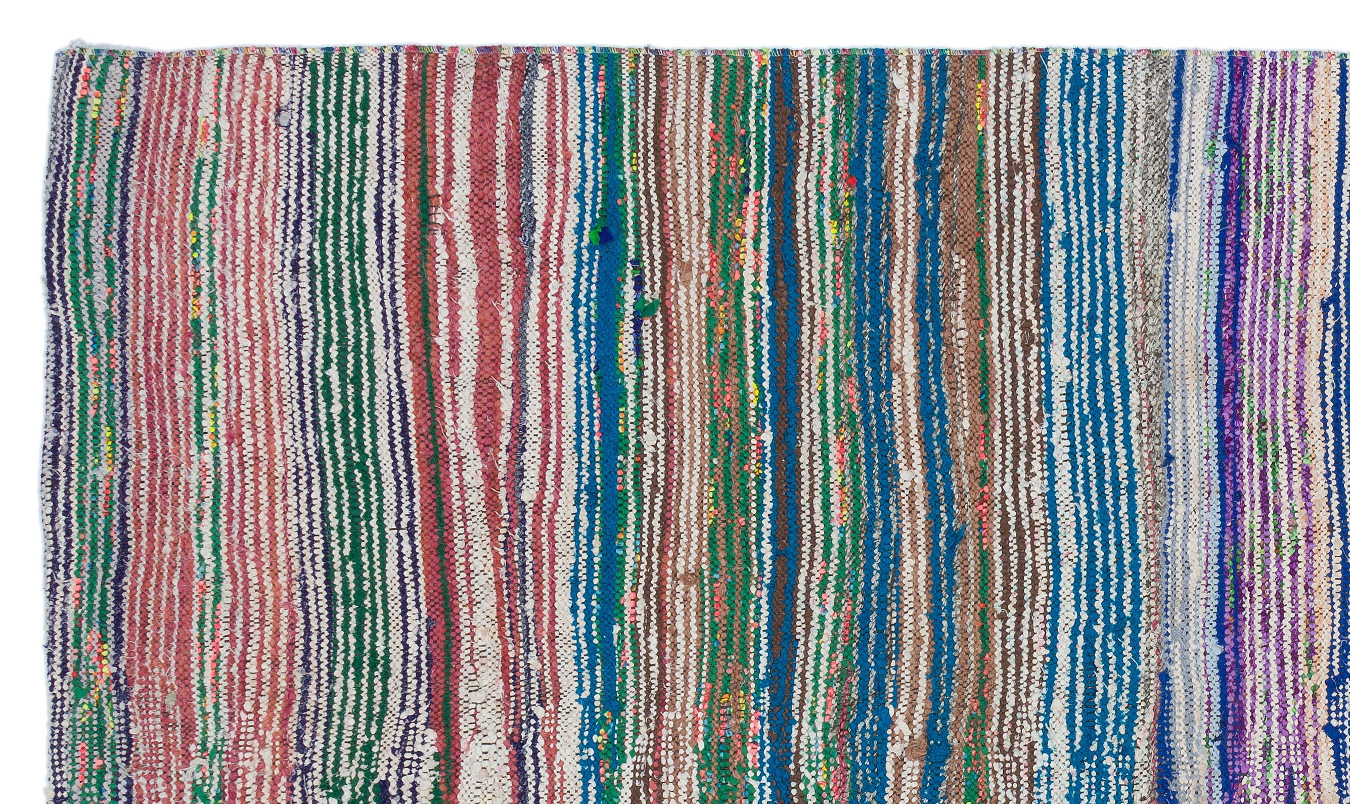 Girit Grey Striped Wool Handmade Area Rug 4'7" x 7'11"