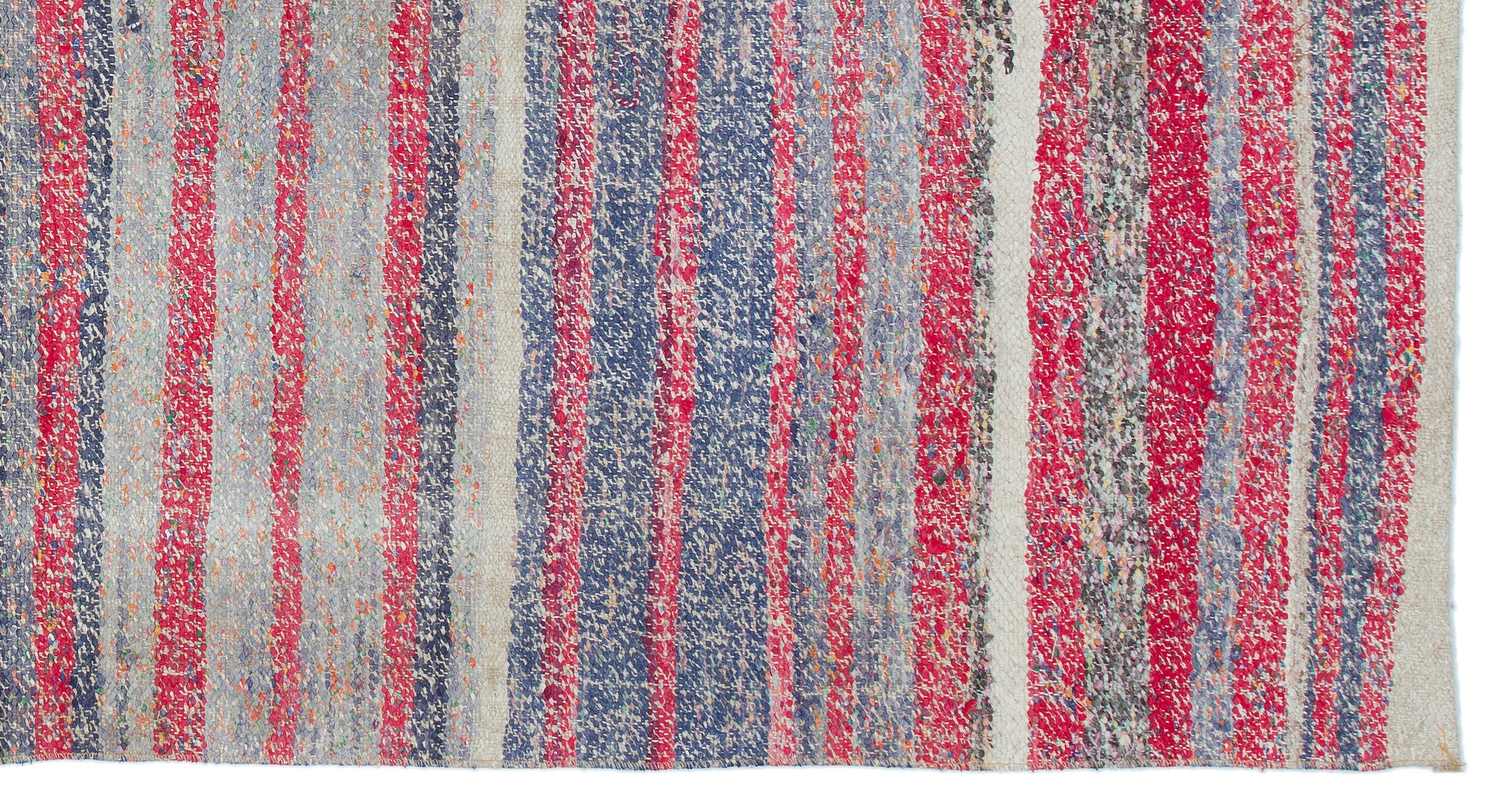 Girit Pink Striped Wool Handmade Area Rug 4'5" x 8'5"