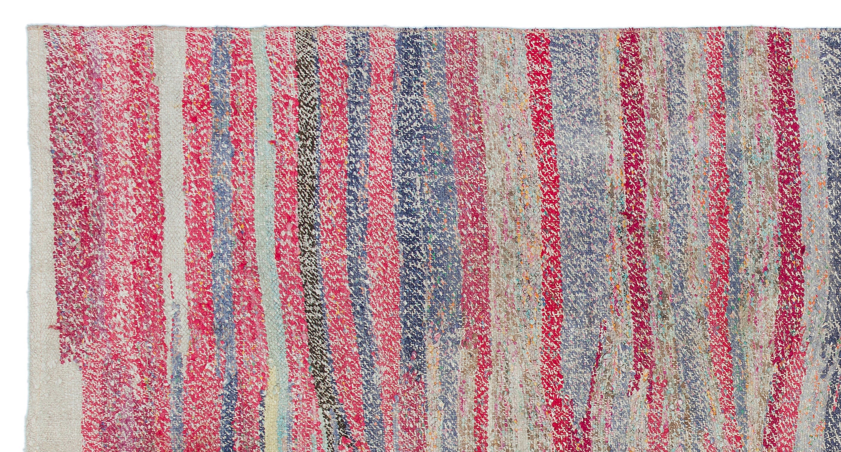 Girit Pink Striped Wool Handmade Area Rug 4'5" x 8'5"