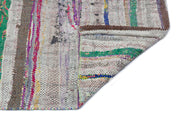 Girit Beige Striped Wool Handmade Area Rug 4'9" x 9'10"