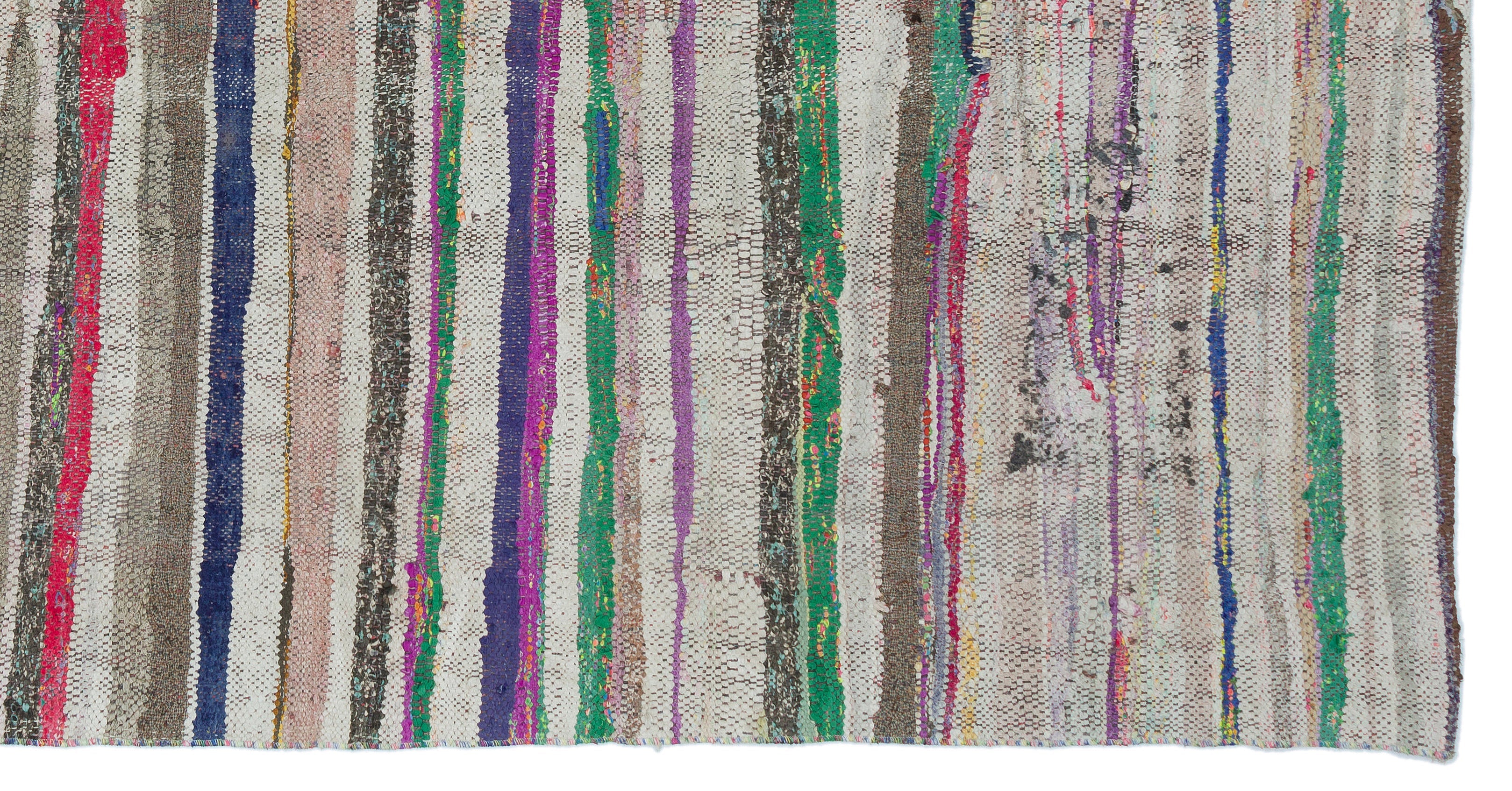 Girit Beige Striped Wool Handmade Area Rug 4'9" x 9'10"
