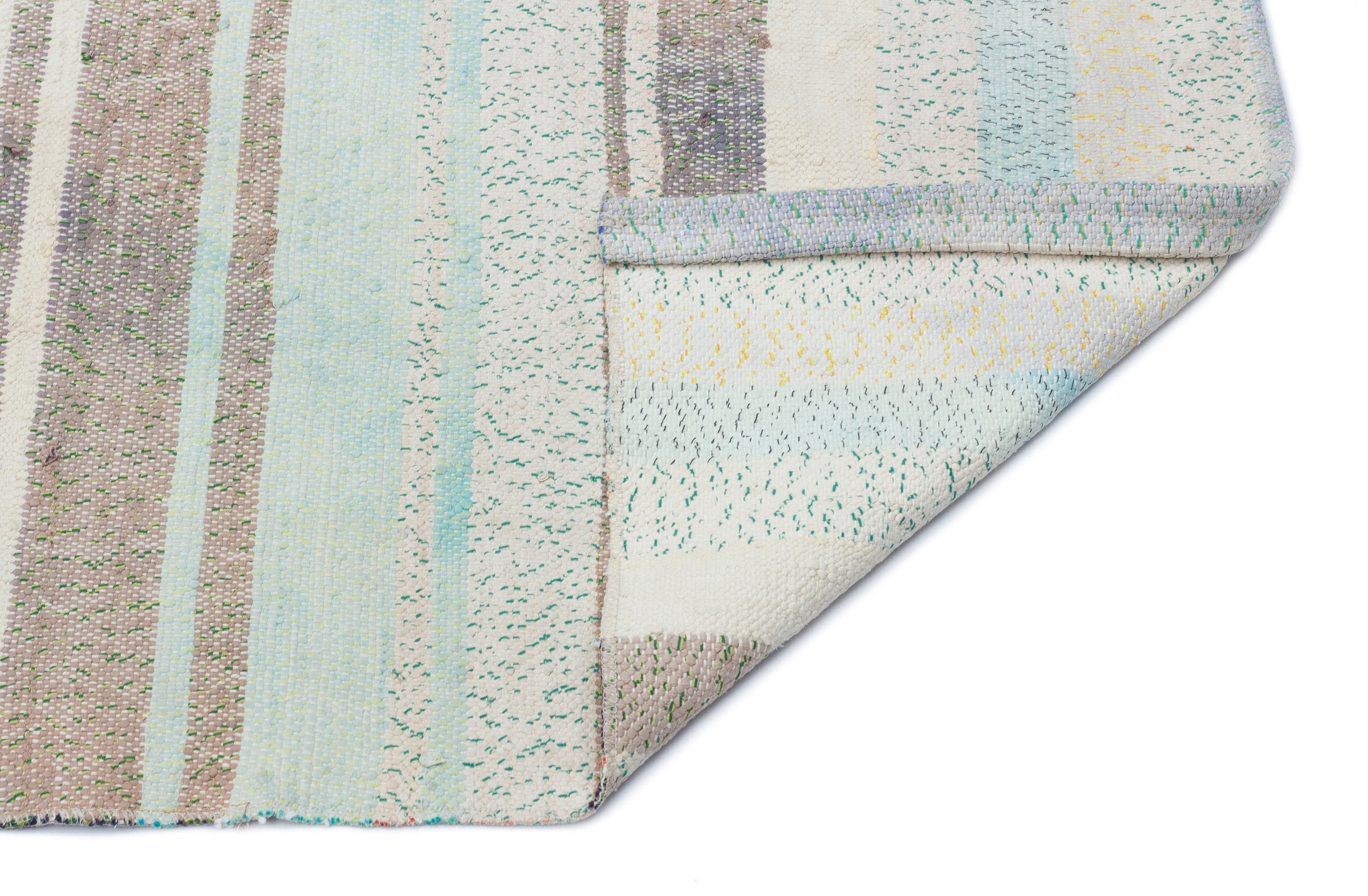 Girit 32202 Beige Striped Wool Handmade Area Rug 4'1" x 9'10"