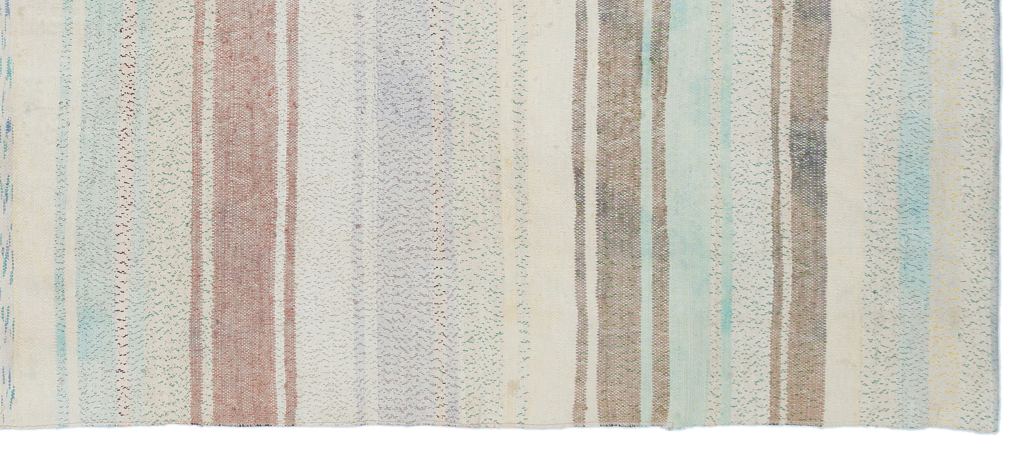 Girit 32202 Beige Striped Wool Handmade Area Rug 4'1" x 9'10"