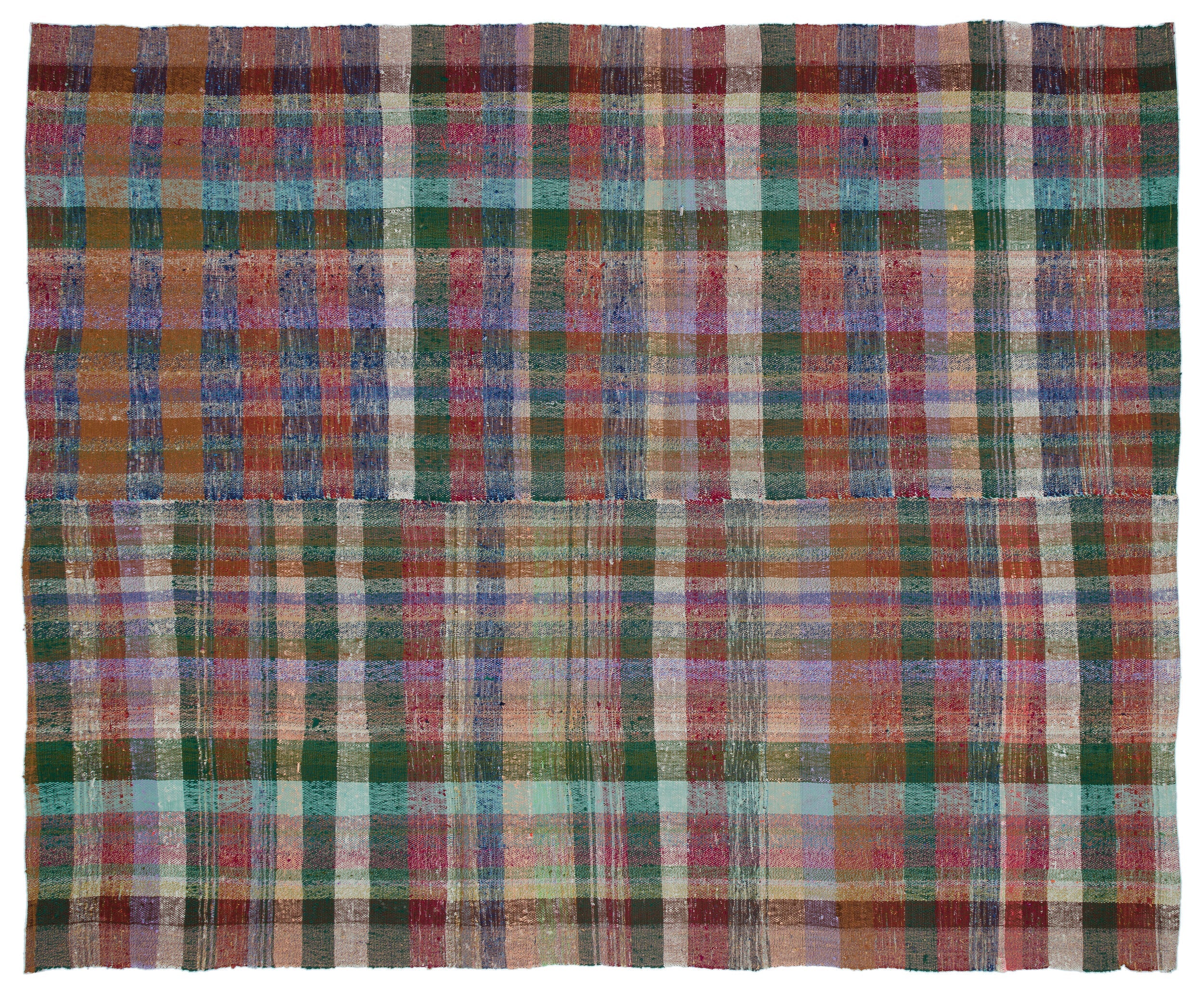Girit Beige Striped Wool Handmade Area Rug 7'9" x 9'3"