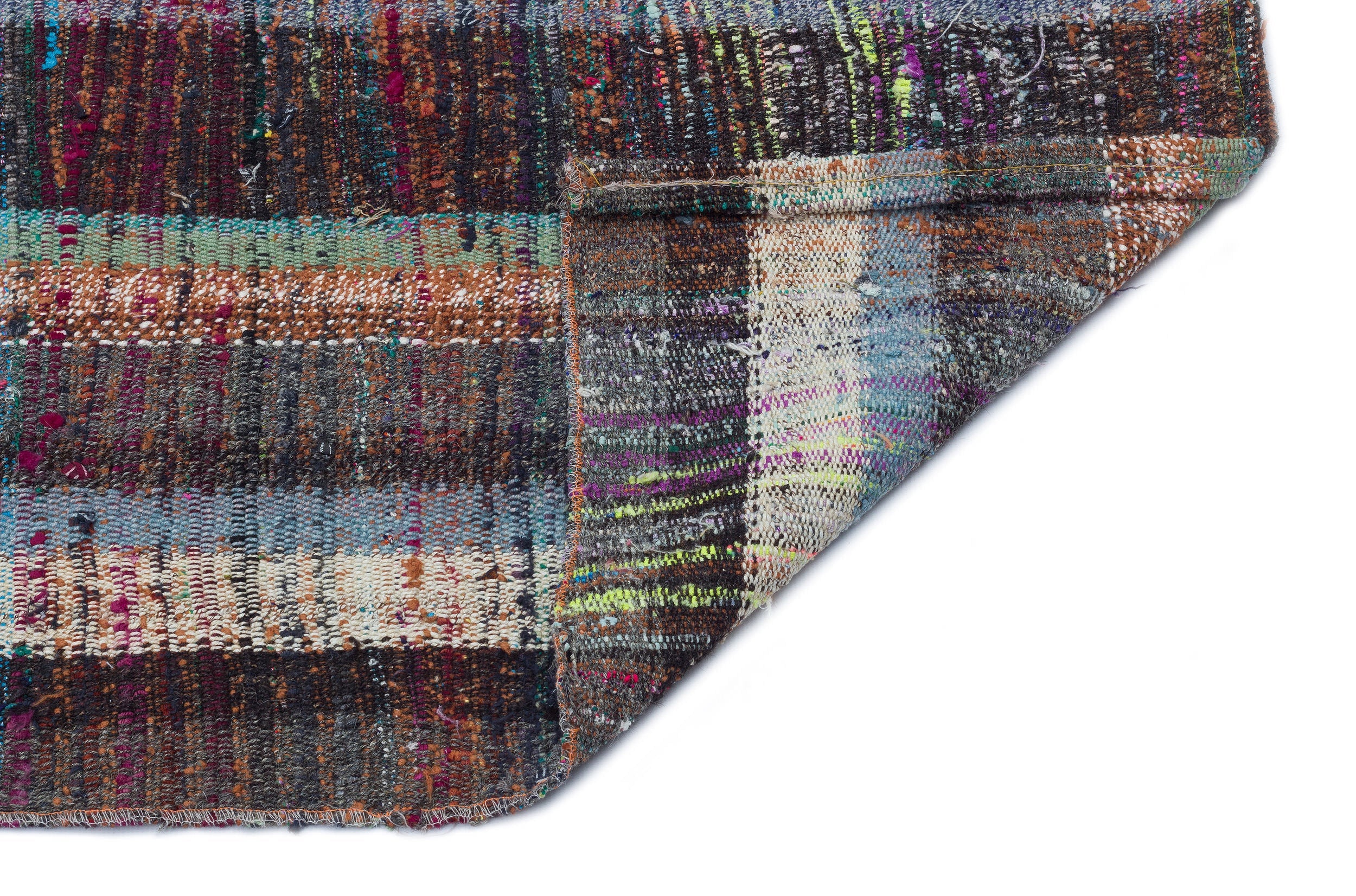 Girit Brown Striped Wool Handmade Area Rug 3'3" x 6'9"