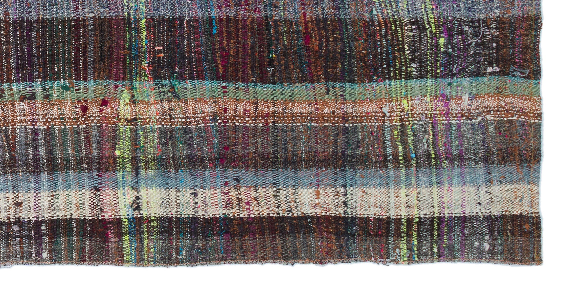 Girit Brown Striped Wool Handmade Area Rug 3'3" x 6'9"